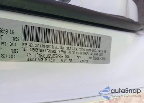 2020 Jeep Cherokee Latitude Plus Fwd z USA, uszkodzony, nr VIN 1C4PJLLB2LD592959